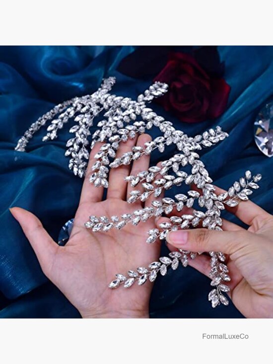 2 Pack Bride Wedding Headbands Rhinestone Tiara Headpiece Hair Comb